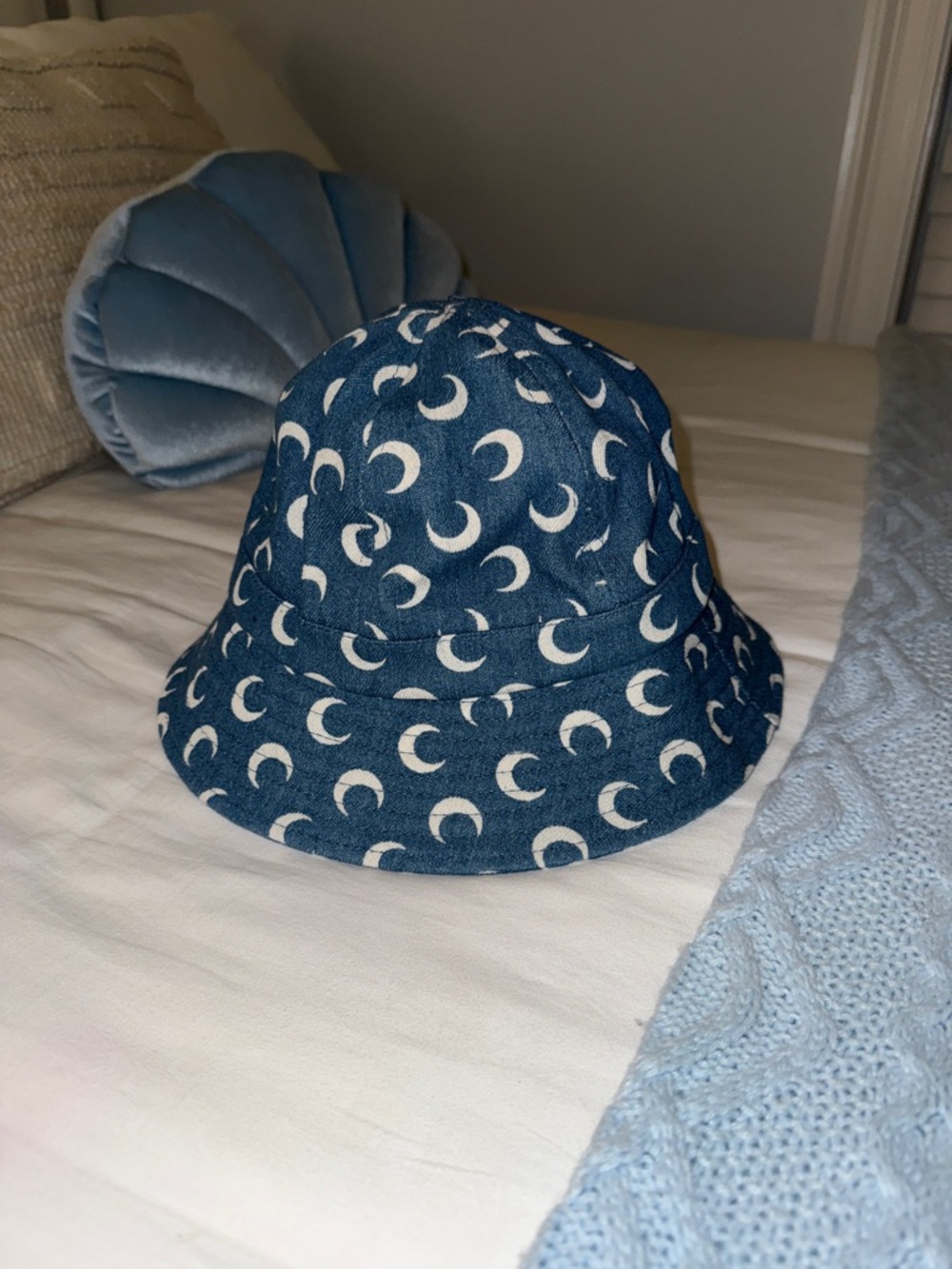 Blue Crescent Marine Serre Moon Print Bucket Hat